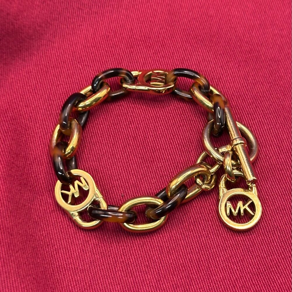 Michael Kors Faux Tortoise Shell & Gold-Tone Link Bracelet